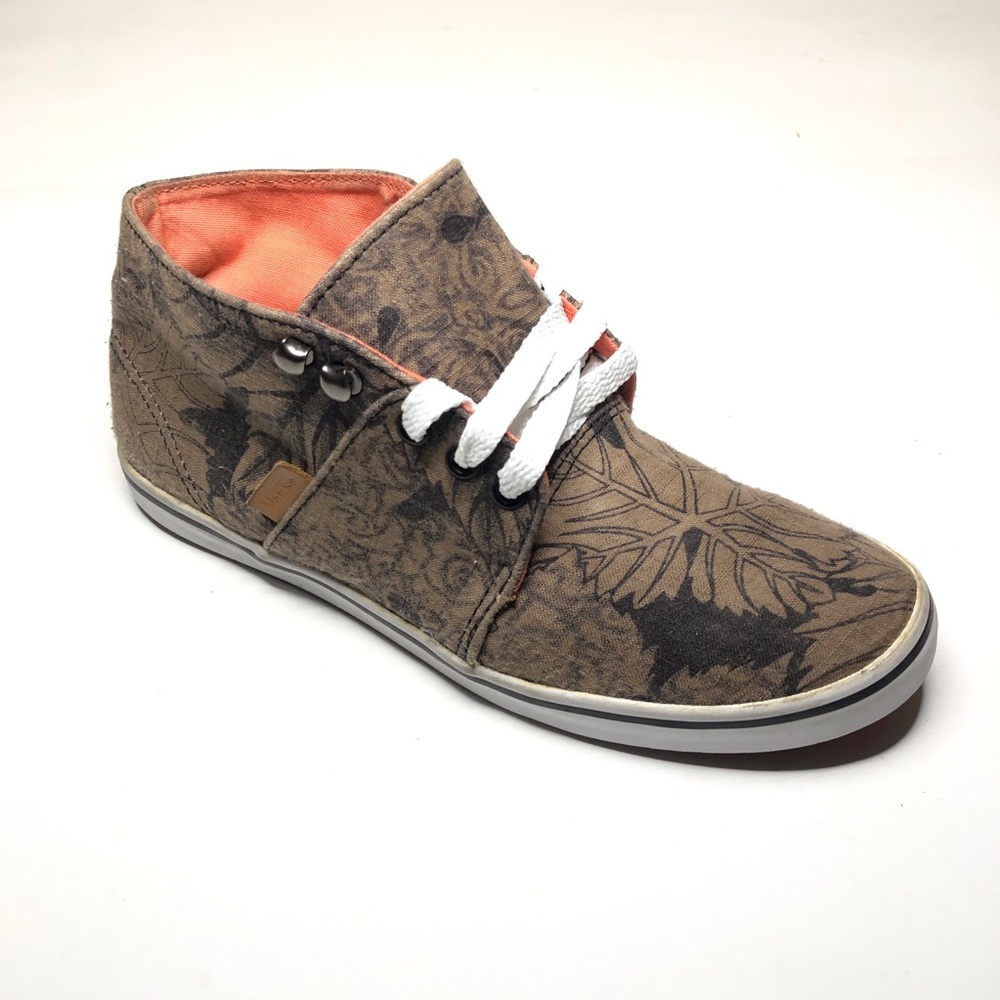 Vans Womens Sz 7 Brown Leafs Fall Hi Skate Shoes